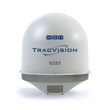 Sistema de TV via satélite marítimo KVH TracVision HD11 com unidade de controle de antena IP, LNB universal de banda Ka/Ku linear/circular de saída quádrupla (01-0343-01)