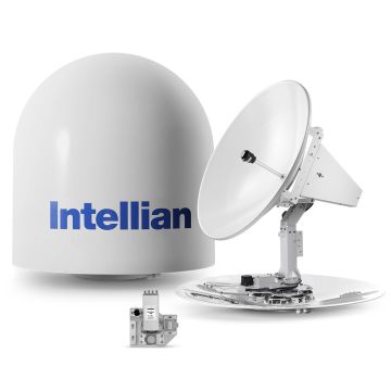 Sistema de TV por satélite marítimo global Intellian t100W de 3 eixos com 105 cm (41,3") parabólica e LNB WorldView