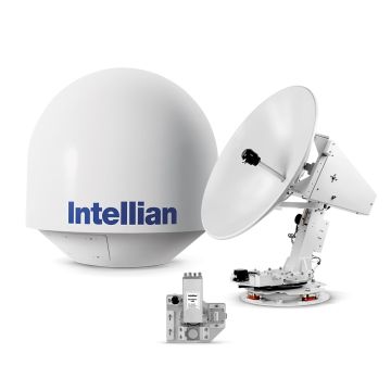 Sistema global de 3 eixos Intellian t80Q com refletor de 85 cm (33,5 pol.) e LNB universal quádruplo